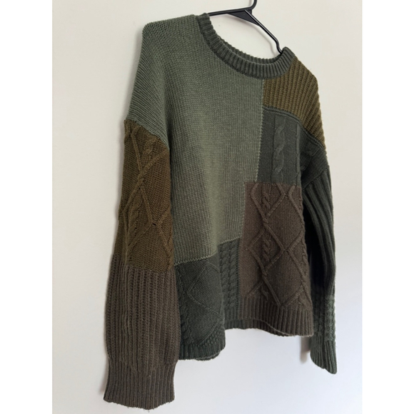 Women's Abel Green Brown Patchwork Sweater Size M - Picture 3 of 12